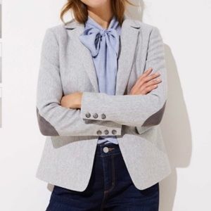 Loft grey Herringbone Blazer with Elbow Pads